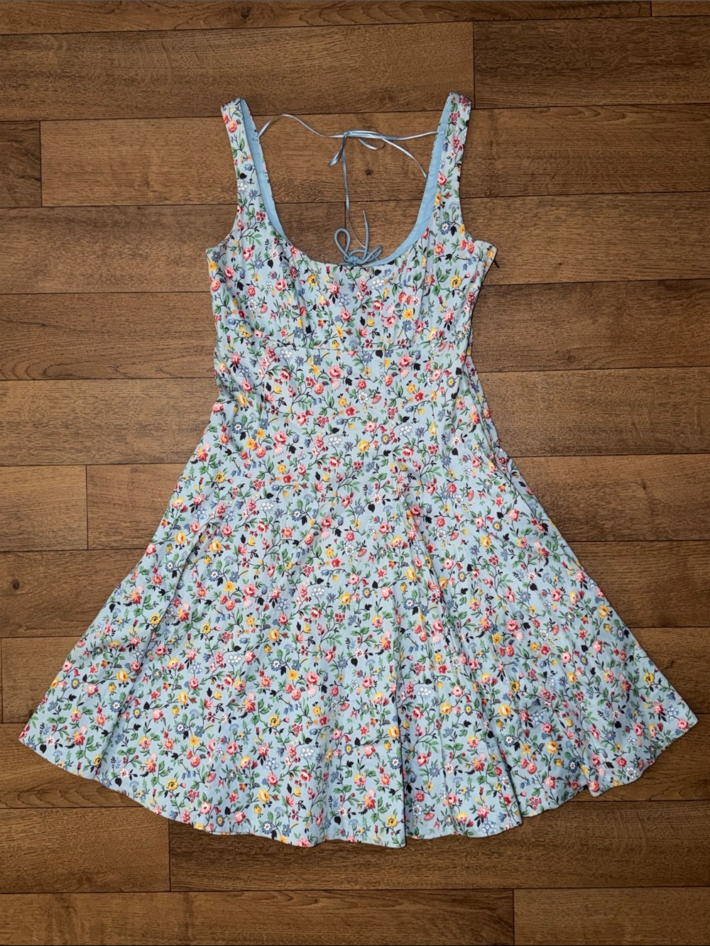 Vintage Betsey Johnson Size 8 Flower Garden Delight Blue Tea Party Dress USA VTG